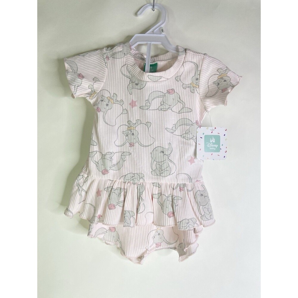 Disney Baby Dumbo Pink Flutter Shirt Top Shorts Outfit Set Girls 18 Months NEW
